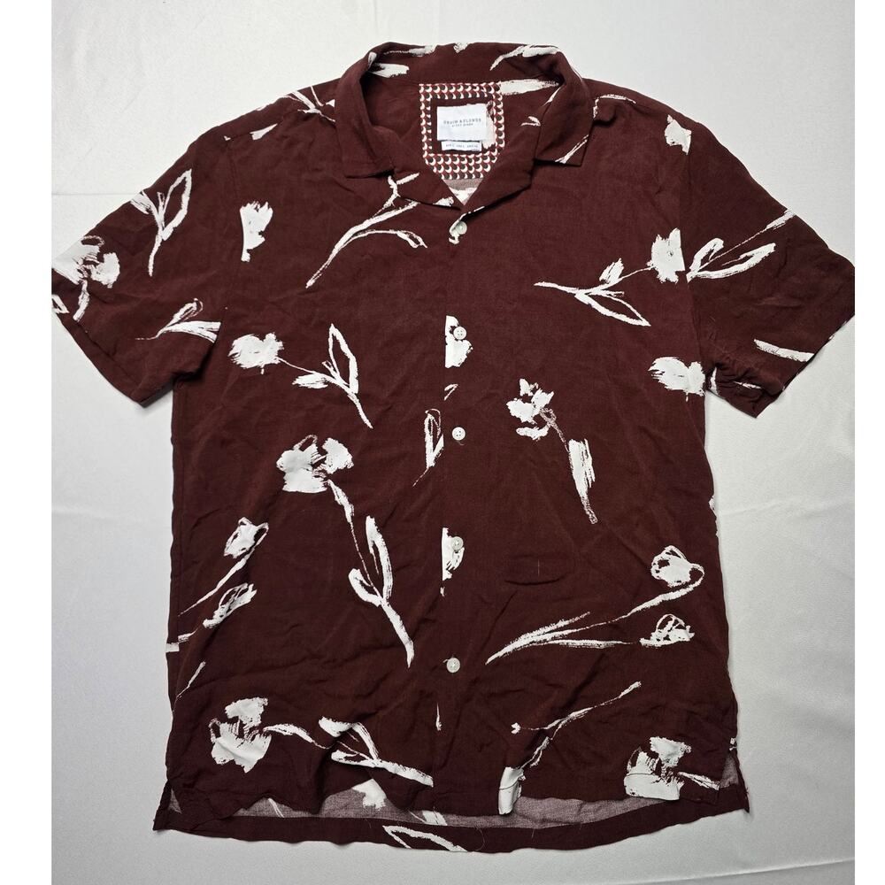 Denim & Flower Ricky Singh burgundy floral print short-sleeve Size L